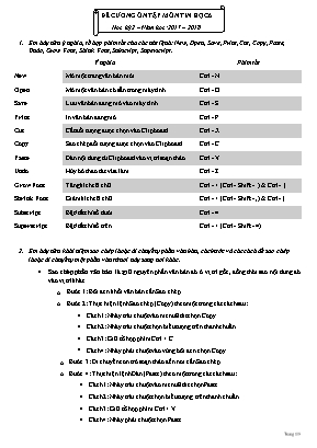 Đề cương ôn tập học kỳ II môn Tin học Lớp 6 - Năm học 2017-2018